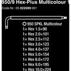Wera 950 9 hex-plus multicolour 1 stiftsleutelset, metrisch, blacklaser (9-delig)
