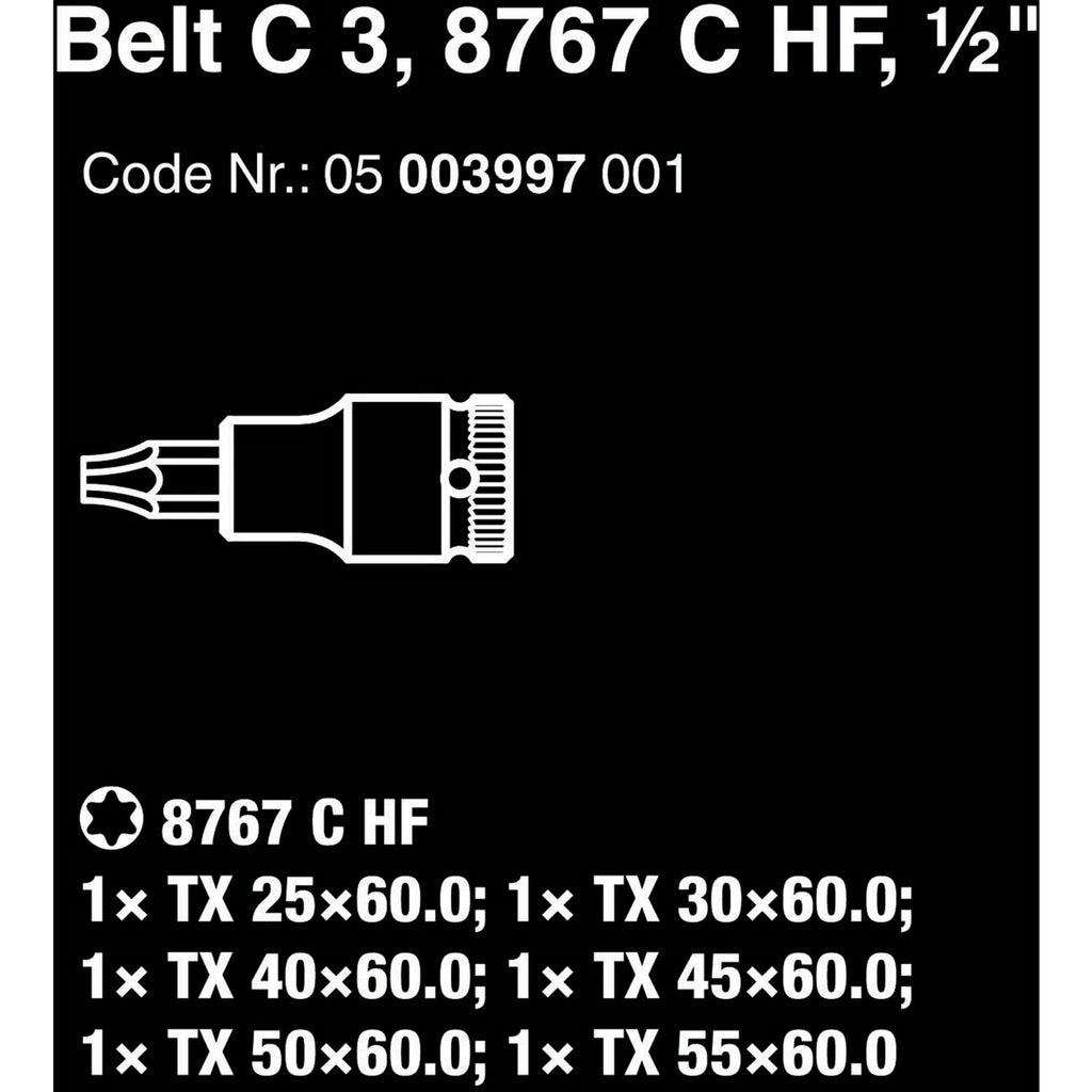 Wera belt c 3 zyklop doppenset, 1 2 dopsleutel (zwart, 6-delig, met vasthoudfunctie)