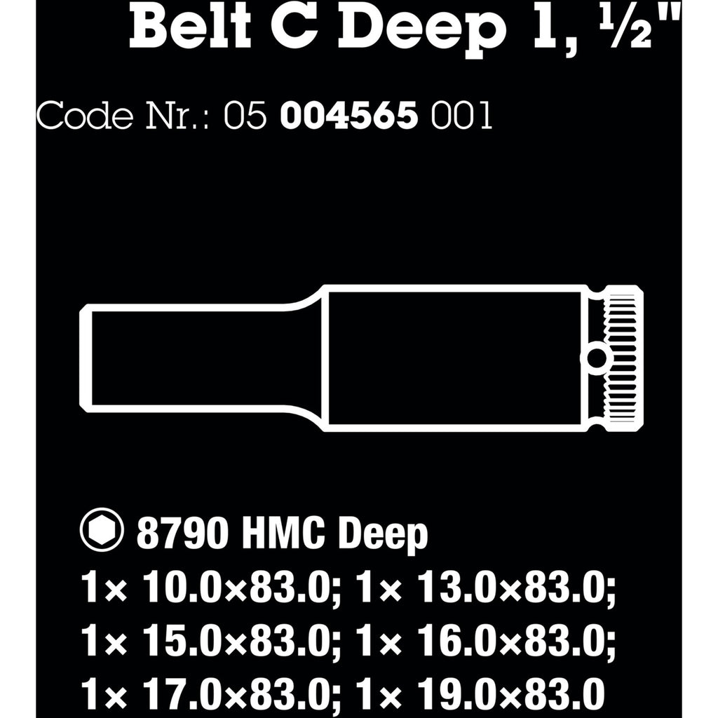 Wera belt c deep 1 doppenset, 1 2 dopsleutel (zwart, 6-delig)