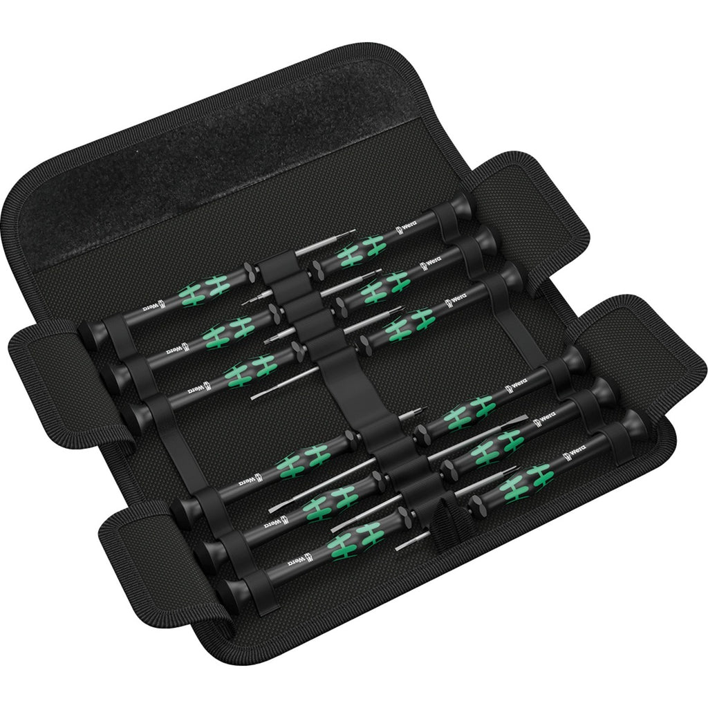 Wera kraftform 12sb1 micro-schroevendraaierset (zwart groen, voor elektrische apparaten)