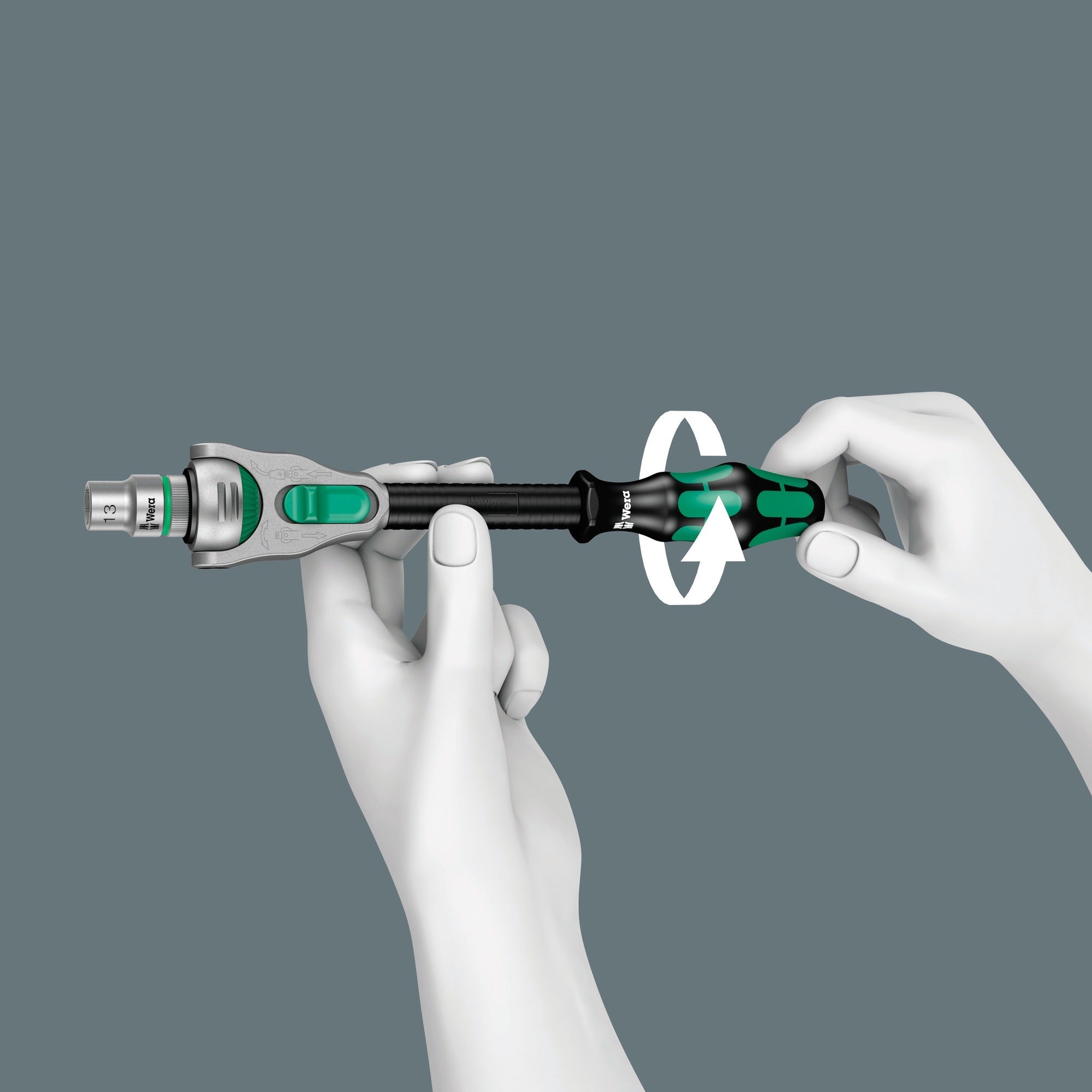 Wera kraftform compact zyklop ms1 metal speed ratel, 1 4 (zwart groen, 2-delig)