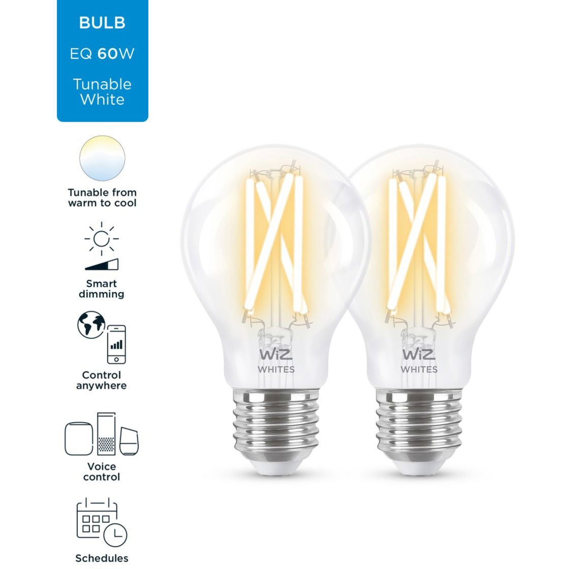 WiZ Filament doorzichtig A60 E27 x2
