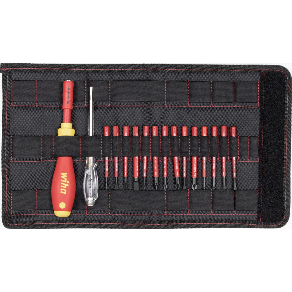 Wiha schroevendraaier met bithouder elektrische slimvario starter-set (rood geel, 17-delig, met slimbits)