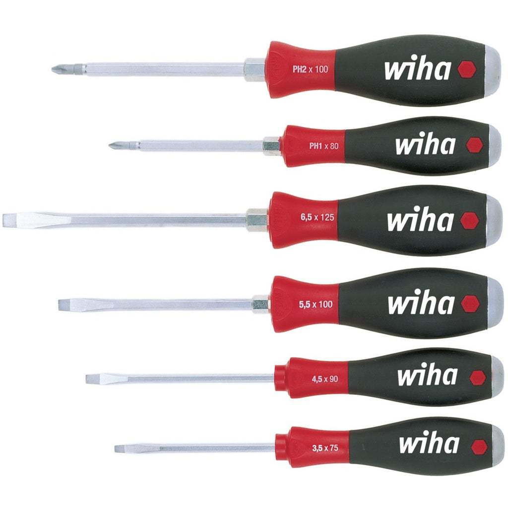 Wiha schroevendraaierset 530hk6 | 6-delig sleuf ph | meercomponentengrepen | 6-kant-mes aanzet | 1 stuk - 21250
