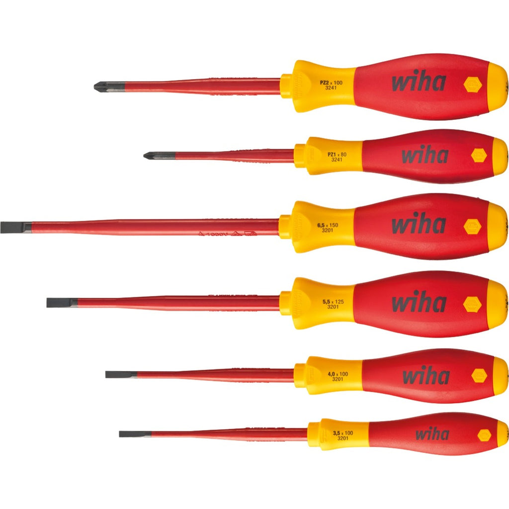 Wiha schroevendraaierset softfinish electric slimfix (rood geel, 6-delig)