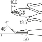 Wiha z46013803 schuine kopkniptang electronic brede, spitse kop zonder facet 130 mm, 5 1 8 - 26833