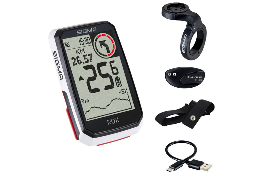 Sigma rox 4.0 gps zw wit hr stuurhouder + ant + ble borstriem
