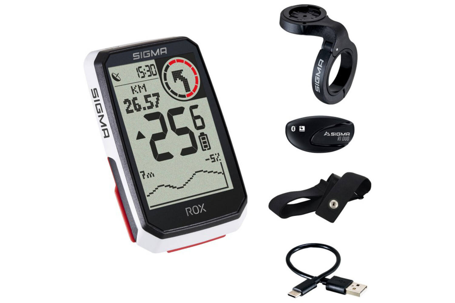 Sigma rox 4.0 gps zw wit hr stuurhouder + ant + ble borstriem