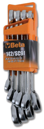 Beta 9 delige ratel ringsteeksleutelset. maat 8 t m 19