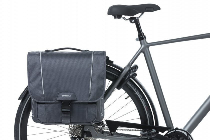 Basil Sport Design Dubbele Fietstas - Antraciet - Elektrische fiets - Unisex - Reflecterend