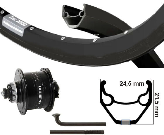 Kgs Voorwiel 28 inch (622) velg zwart naafdynamo centerlock qr zwart