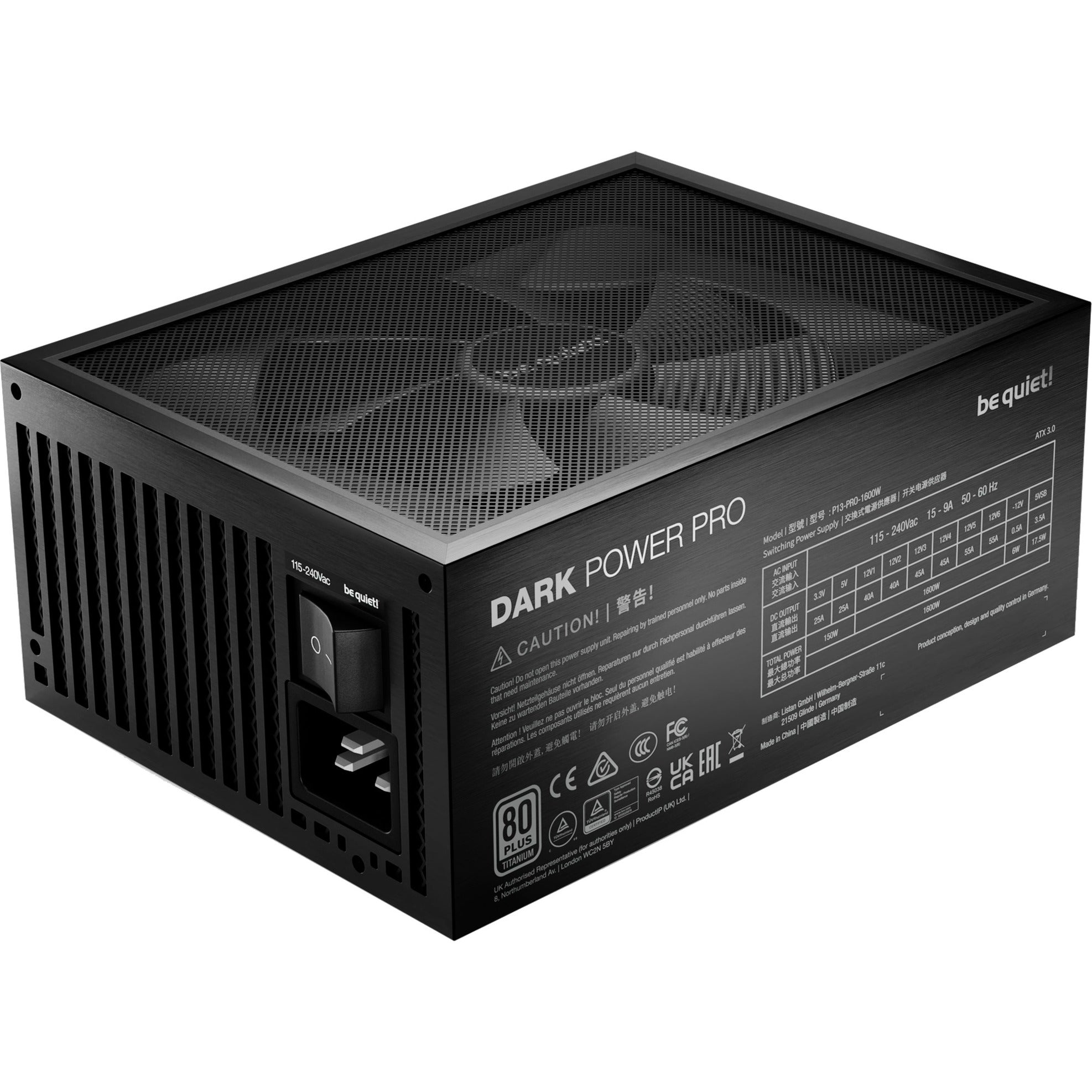 Be quiet! dark power pro 13 modulaire 1600 watt voeding (zwart, 2x 12v-2x6, 6x pcie)