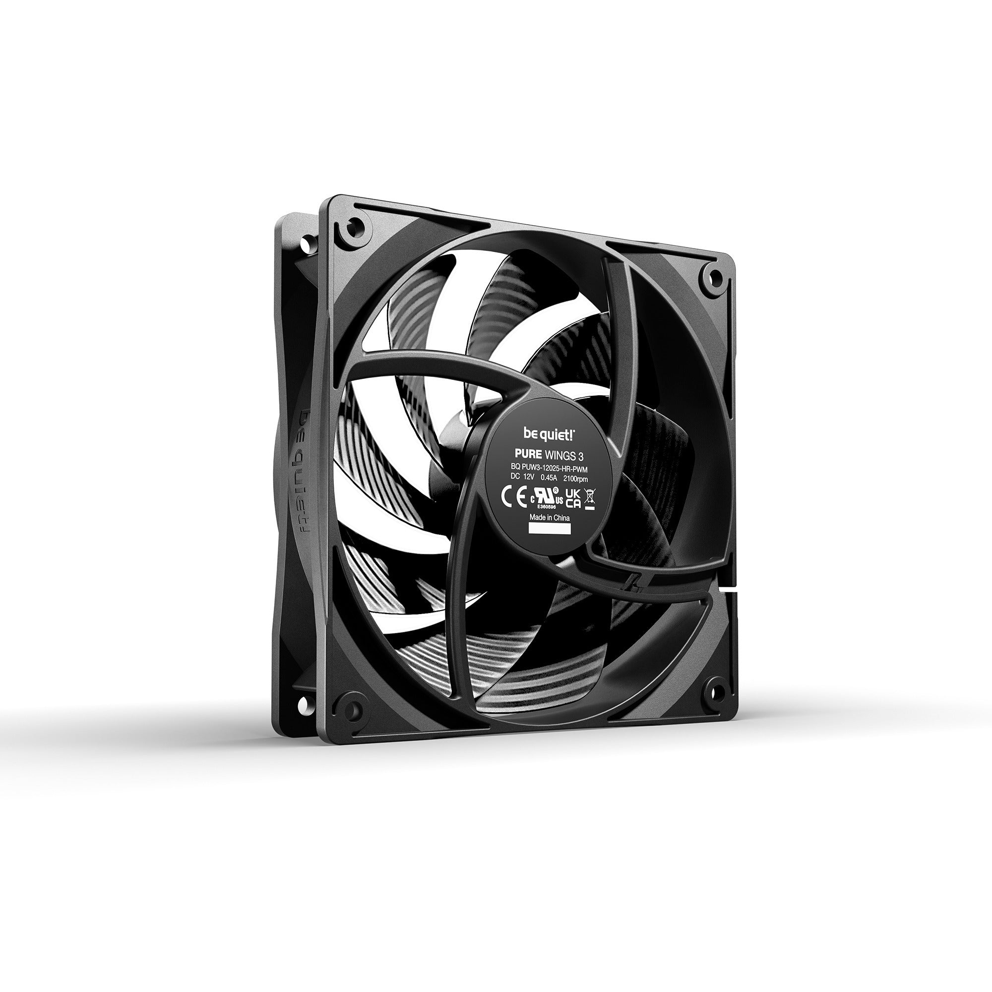 Be quiet! pure wings 3 pwm high-speed case fan (zwart, 120 x 120 x 25 mm)
