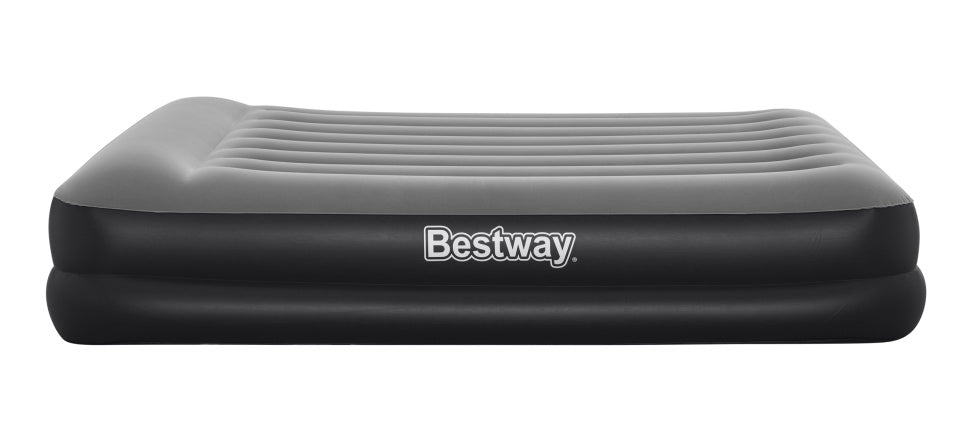 Bestway luchtbed 2 persoons - luchtmatras 203 x 152 x 46 cm - met ingebouwde pomp en leegloopventiel - tritech materiaal - behoud zijn vorm - kampeer accessoires - zwart grijs