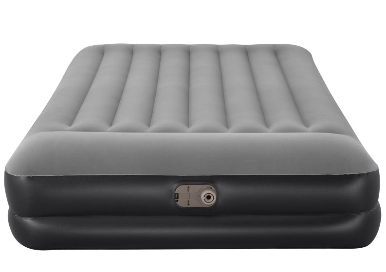 Bestway luchtbed 2 persoons - luchtmatras 203 x 152 x 46 cm - met ingebouwde pomp en leegloopventiel - tritech materiaal - behoud zijn vorm - kampeer accessoires - zwart grijs