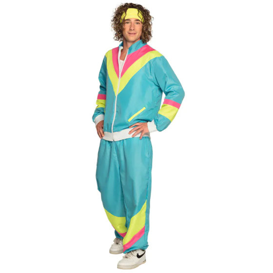 Boland retro trainingspak heren polyester blauw maat xl