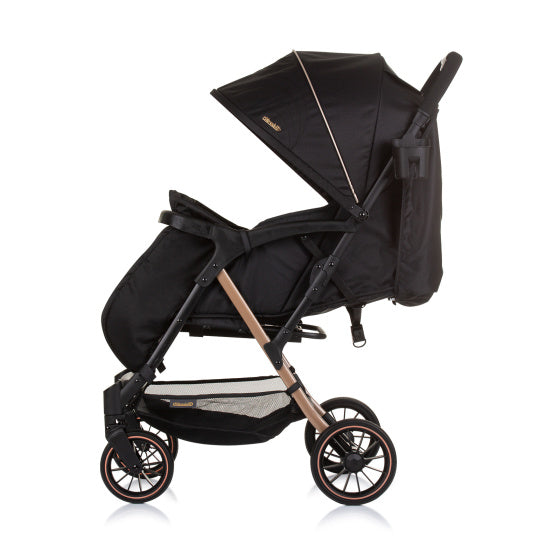 Chipolino amber opvouwbare buggy met voetenhoes obsidian zwart