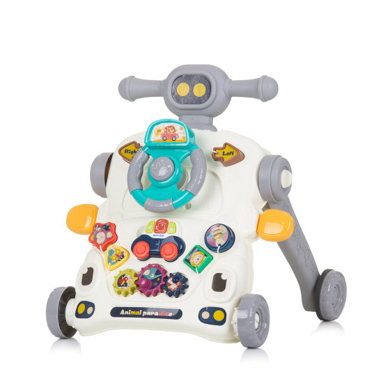 Chipolino car 3-in-1 loopwagen met speelgoedauto muziek grijs