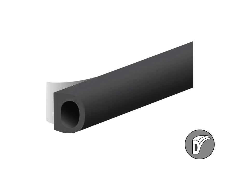 Ellen tochtband d-profiel - zwart - 8x6mm - 7.5m