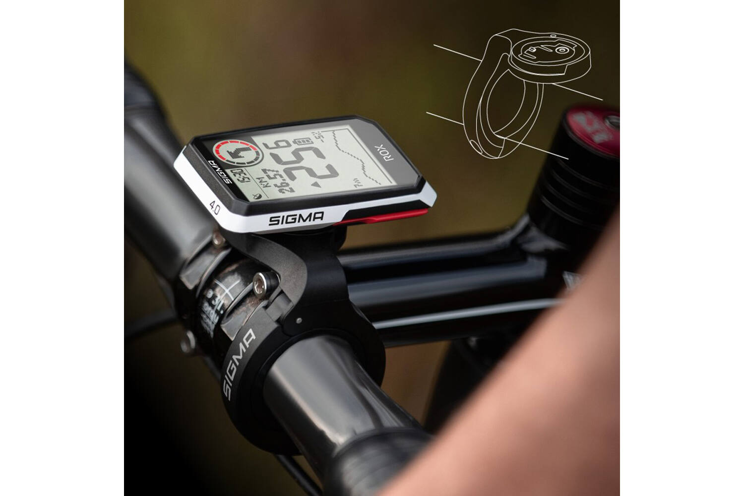 Sigma rox 4.0 gps zw wit hr stuurhouder + ant + ble borstriem