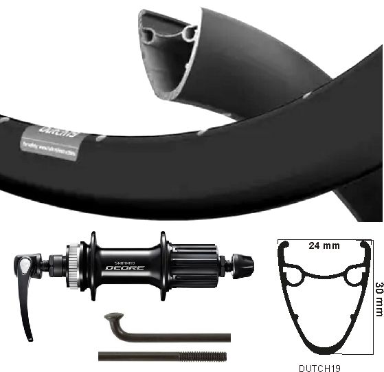 Kgs achterwiel 28 inch (622) ryde dutch velg + spaak zwart cass centerl 8-10 sp