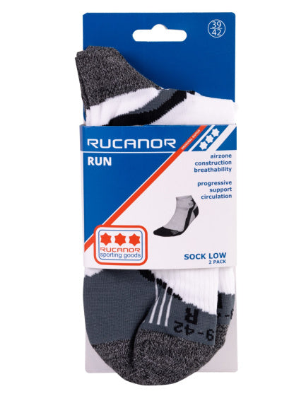 Rucanor Hardloopsokken kort 2-pack wit grijs maat 35-38