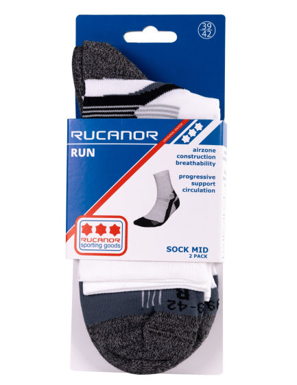 Rucanor Hardloopsokken lang 2-pack wit grijs maat 35-38