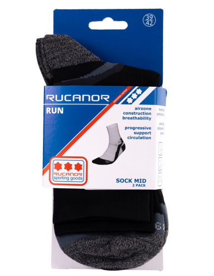 Rucanor Hardloopsokken lang 2-pack zwart maat 35-38