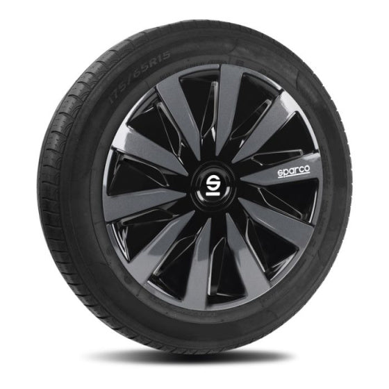 wieldoppen Lazio 13 inch ABS zwart grijs set van 4