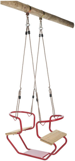 SwingKing Duoschommel 92 x 44 x 53 cm Staal Hout Rood Naturel