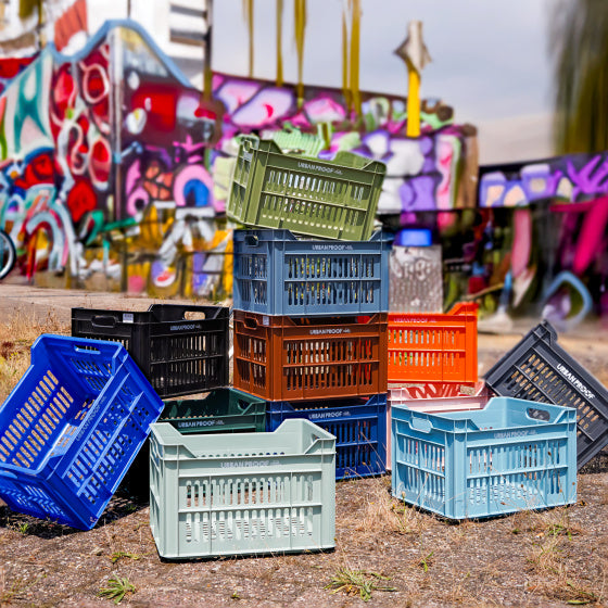 Urban proof fietskrat recycled kunststof 30l donker groen 40x30x25 cm