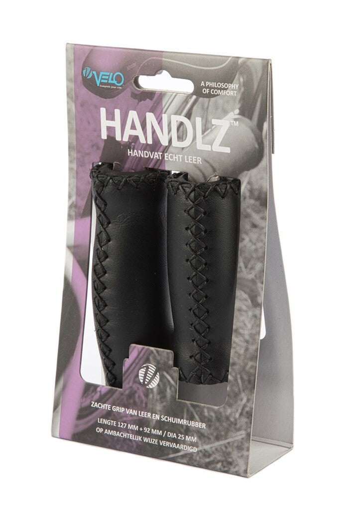 Velo handvatset 90/125mm leer zwart