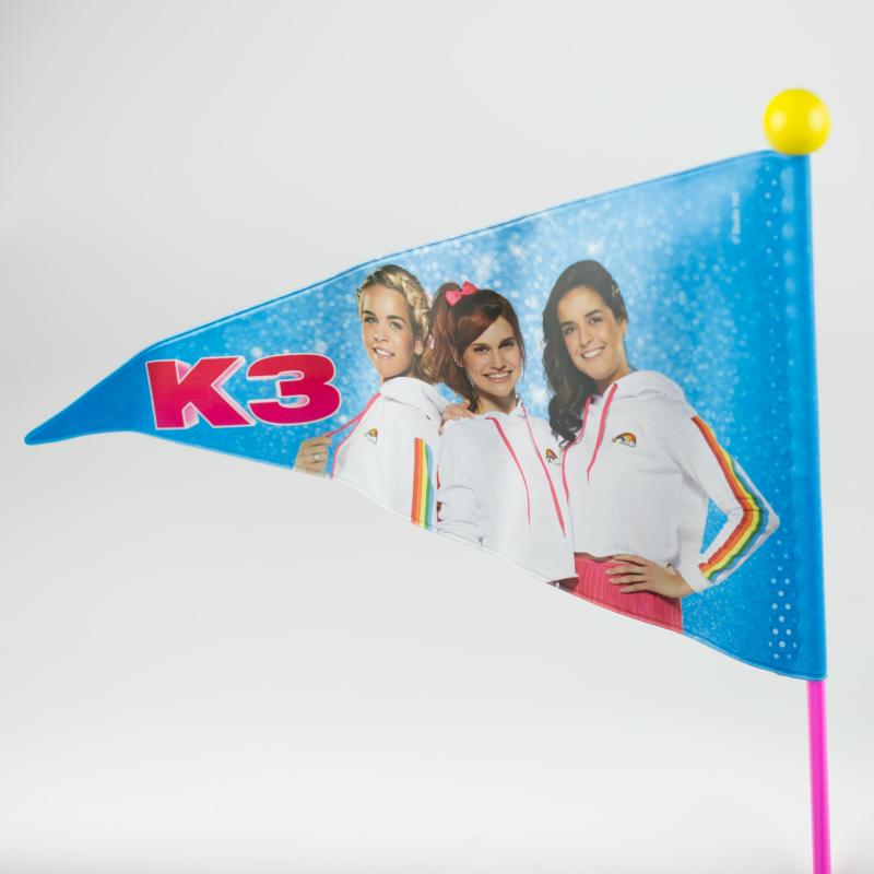 Studio 100 fietsvlag k3 junior 150 cm vinyl roze geel