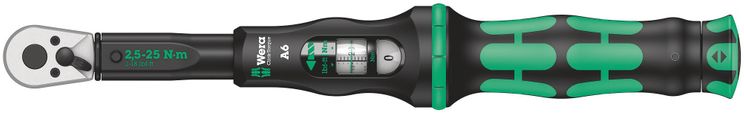 Wera click-torque a 6 draaimomentsleutel met omschakelratel, 1 4 duim zeskant, 2.5 - 25 nm - 1 stuk(s) - 05075605001