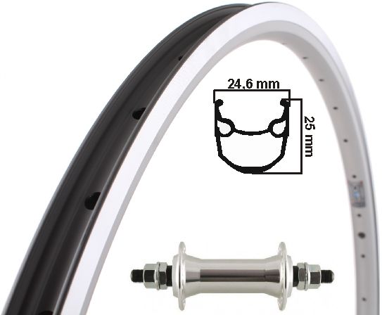 Kgs voorwiel 28 inch (622) alu velg zilver vaste as rvs spaken