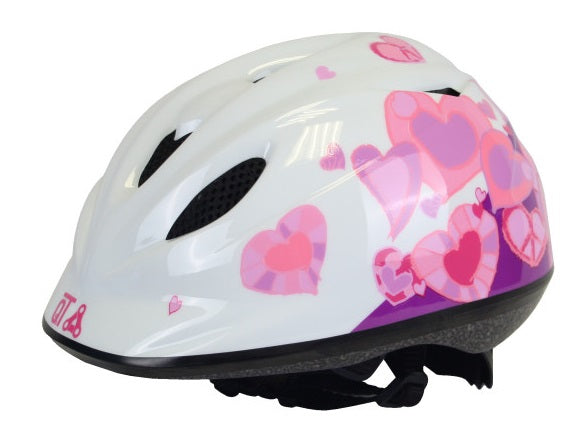 Qtcycletech Qt kinder helm roze hartjes 48-52 cm