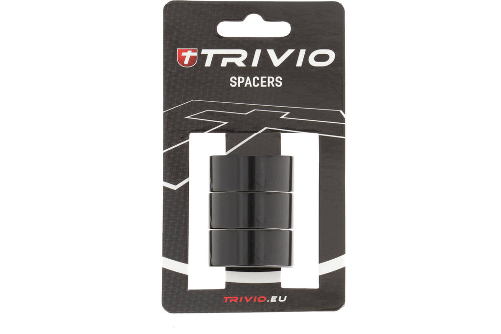 Trivio - spacer 15mm 1 1/8" aluminium zwart 3 stuks
