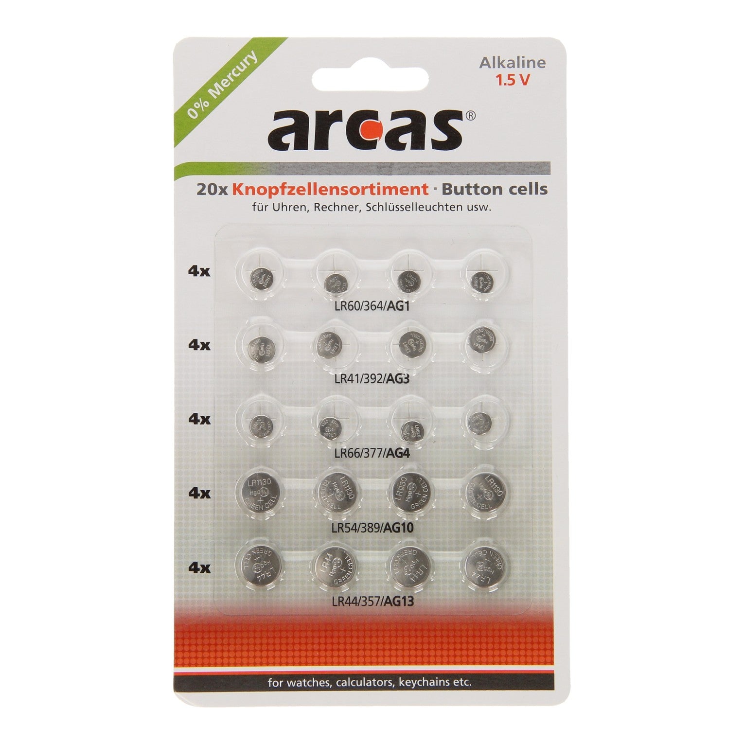 Battery Sales Europe ARCAS Alkaline Knoopcelbatterijen, 20st.