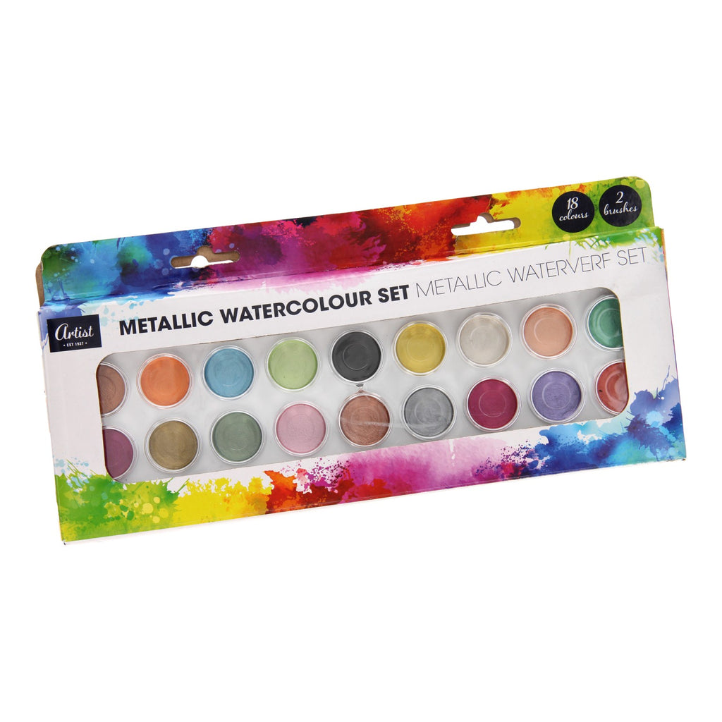 Artist waterverfset metallic 18 kleuren
