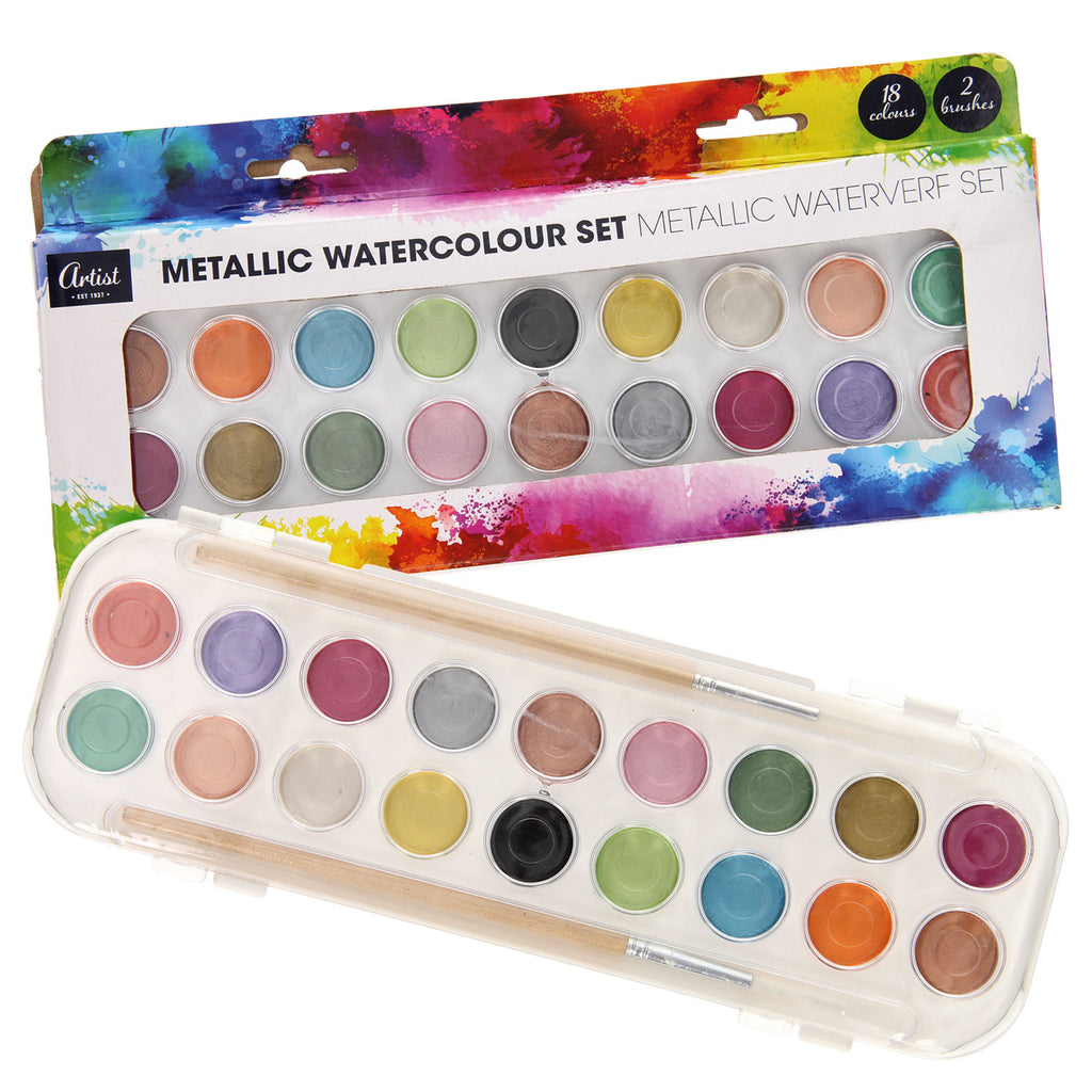 Artist waterverfset metallic 18 kleuren