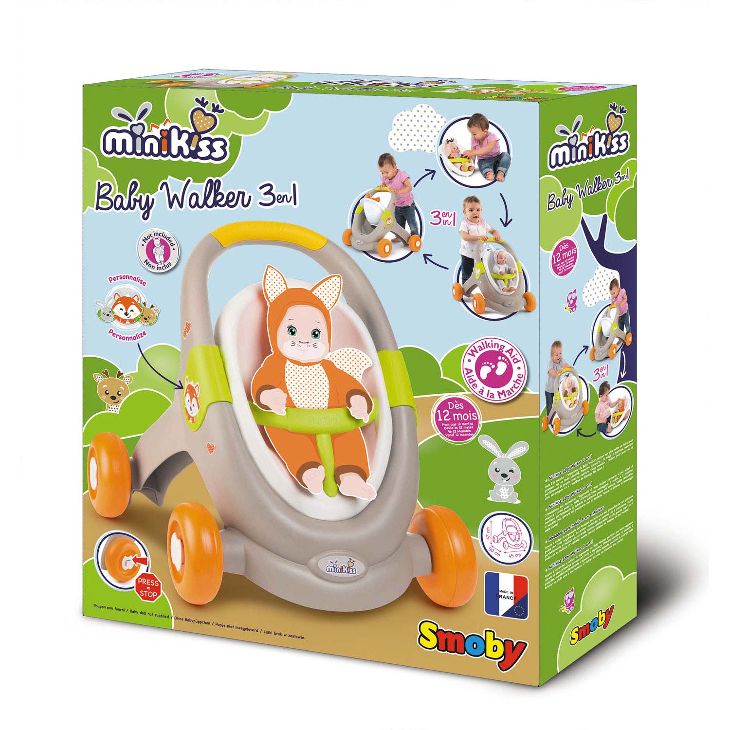 Smoby Minikiss Babywalker Vos 3in1