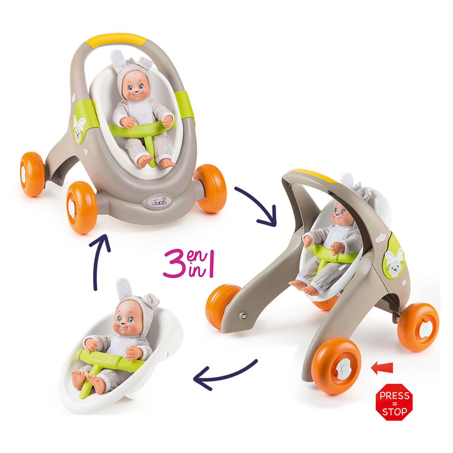 Smoby Minikiss Babywalker Vos 3in1