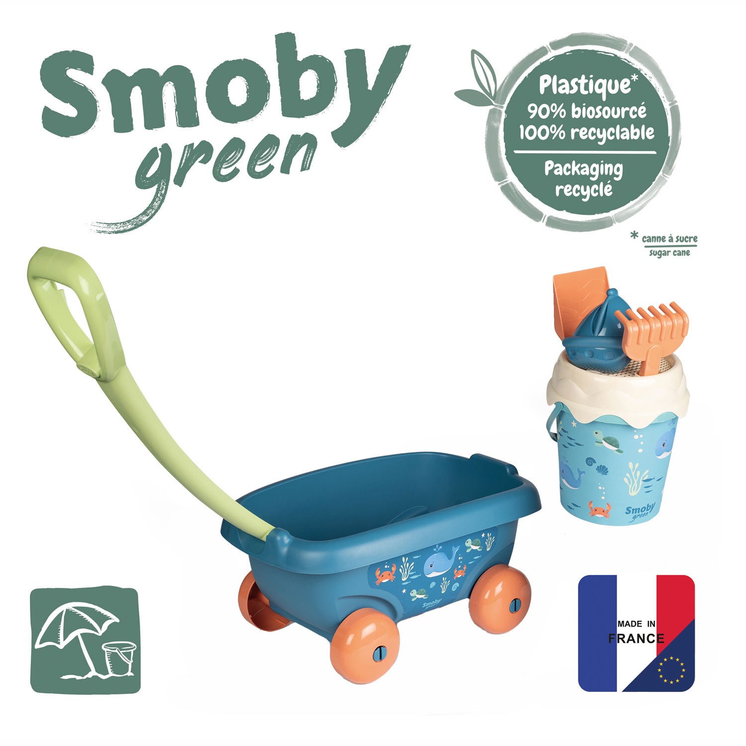 Smoby Green Strandset met Bolderkar Onderwaterwereld, 5dlg.