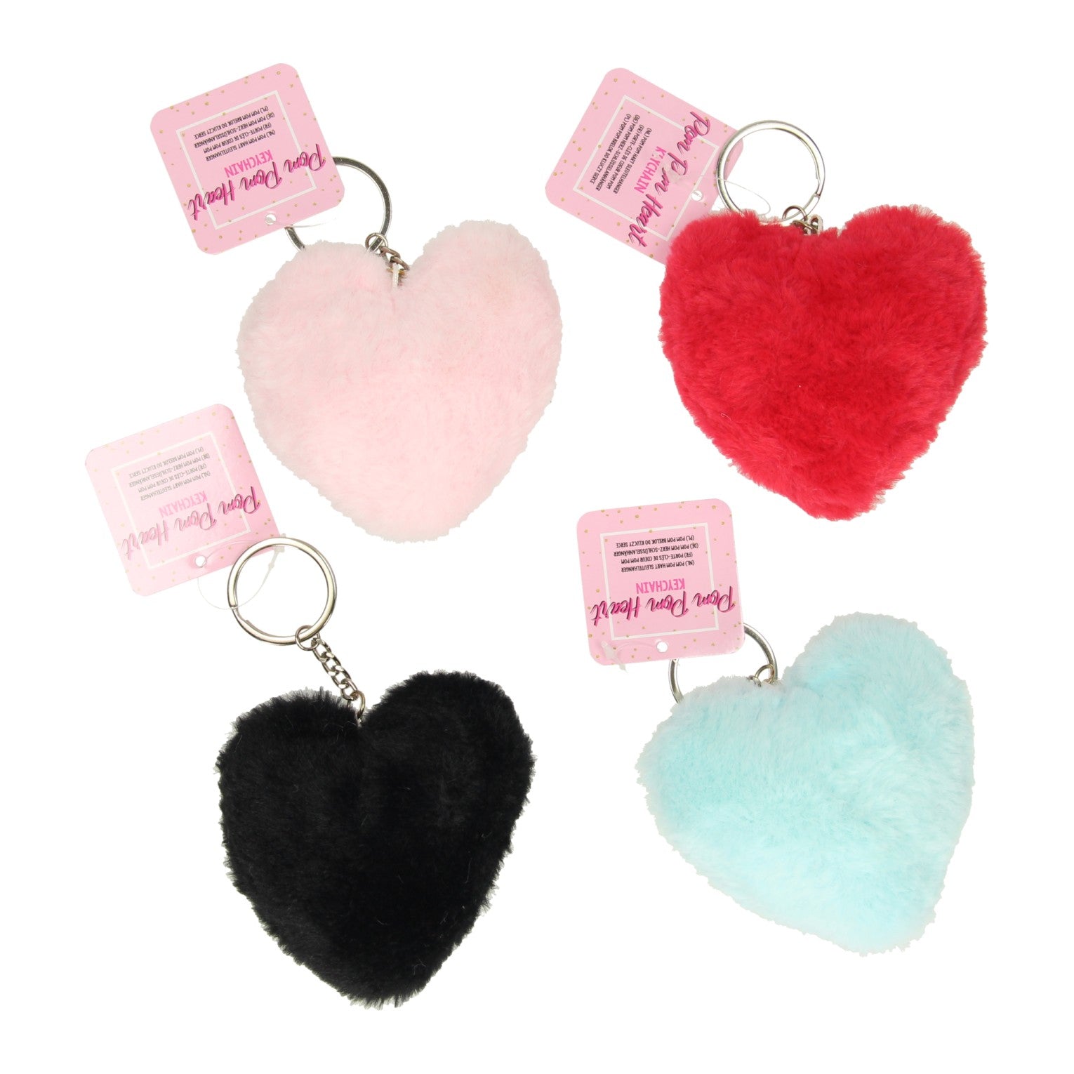 Wins Holland Luxe Sleutelhanger PomPom Hart, Set van 12st.