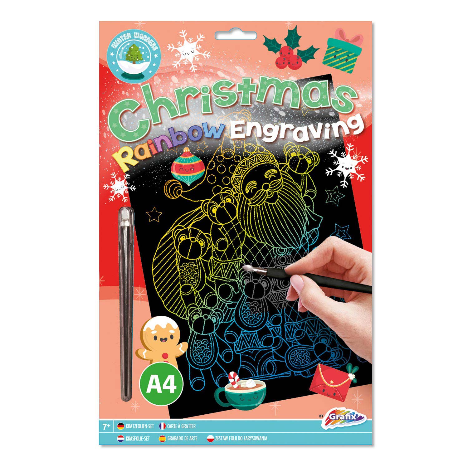 Creative Craft Group XMAS Scratch Art A4 Rainbow