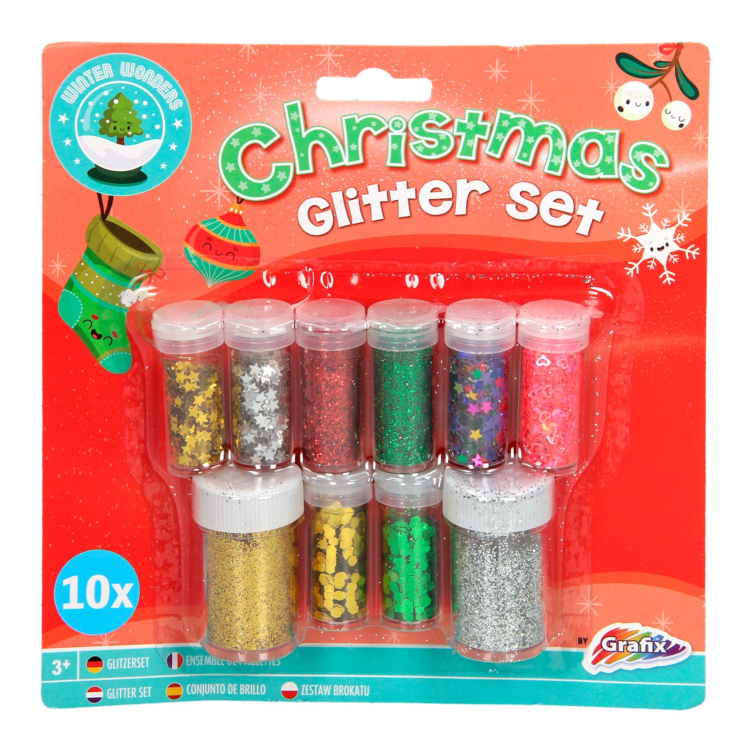 Grafix Kerst Glitter Set, 10st.
