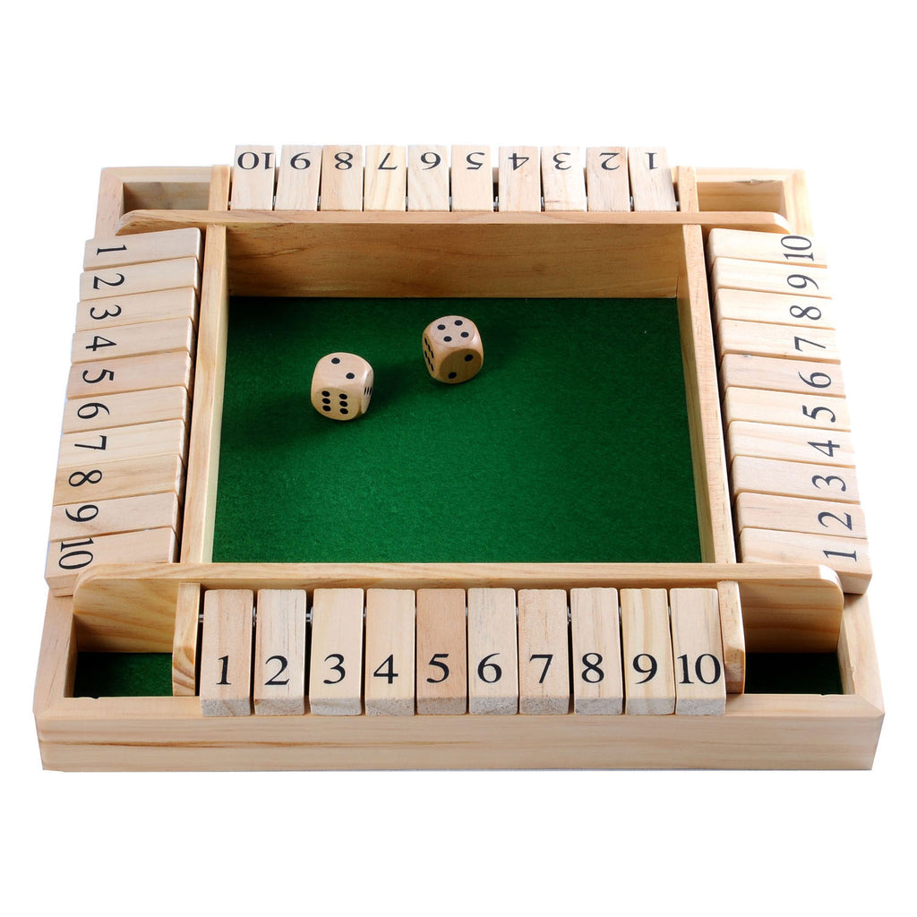 Shut the box houten dobbelspel, 4 spelers