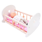 Longfield poppenbedje schommelwieg, roze wit