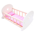 Longfield poppenbedje schommelwieg, roze wit