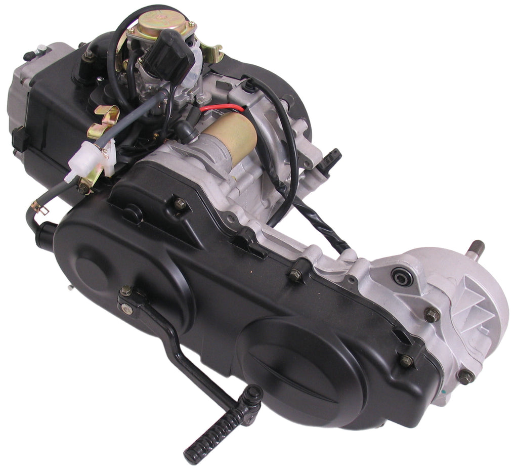 Motorblok compleet China scooter GY6 12 inch wiel met korte achteras inclusief carburateur